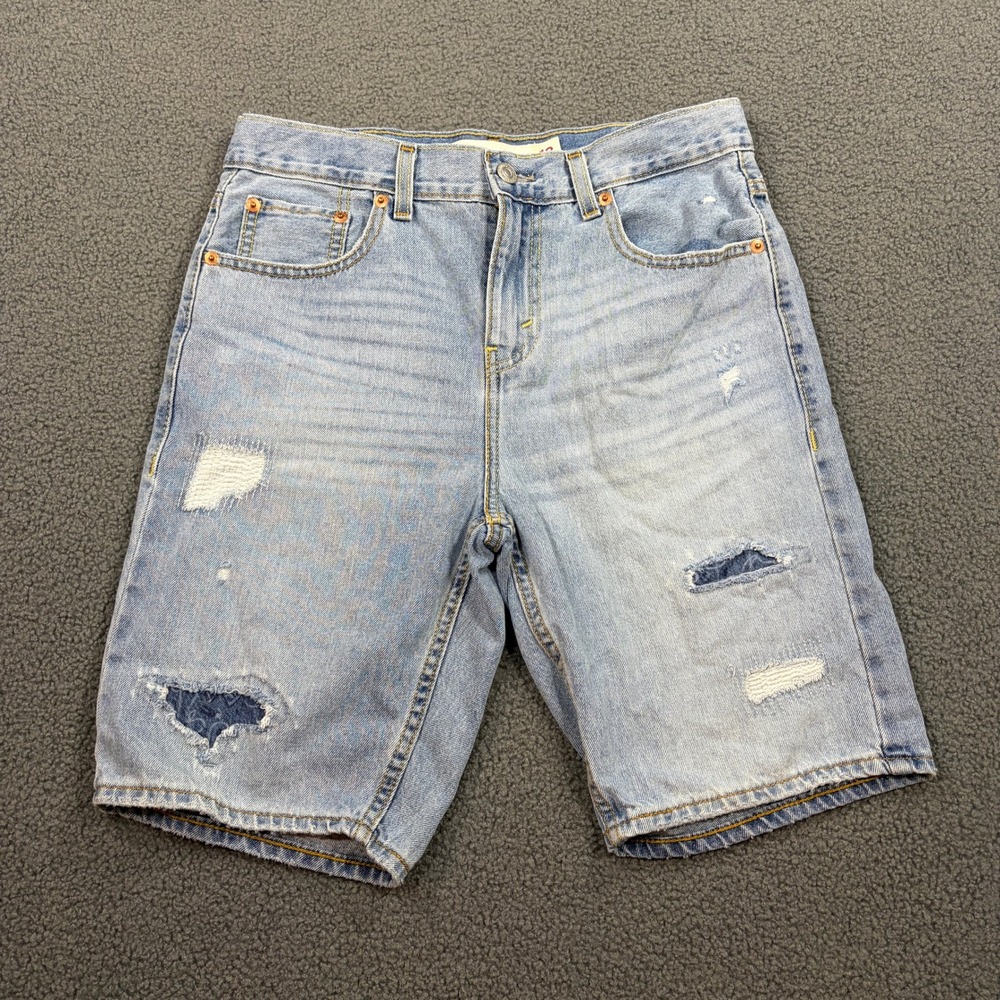 Levi's Slim Short Boys Size 18 Light Wash Denim Distressed Ripped K791-LC9 325
